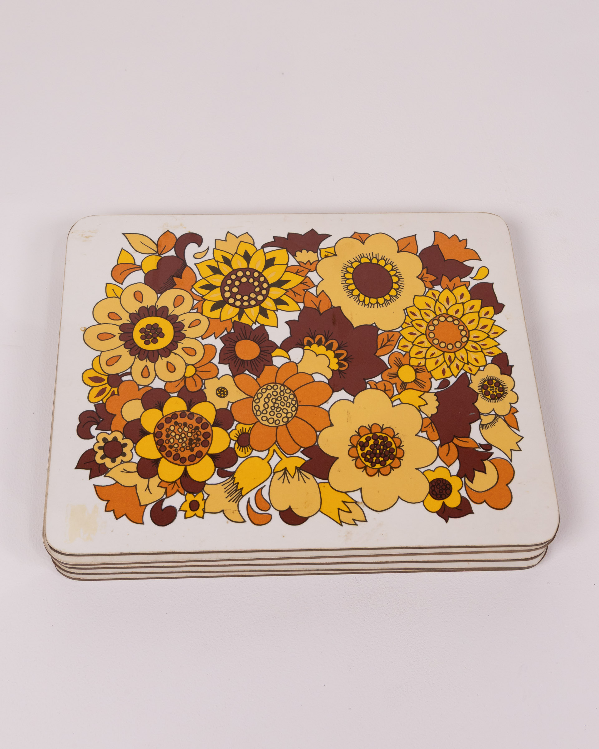 Set of 6 Vintage 1970s Floral Place Mats - On The Square Emporium