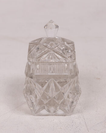 Faceted Clear Glass Trinket Box with Lid