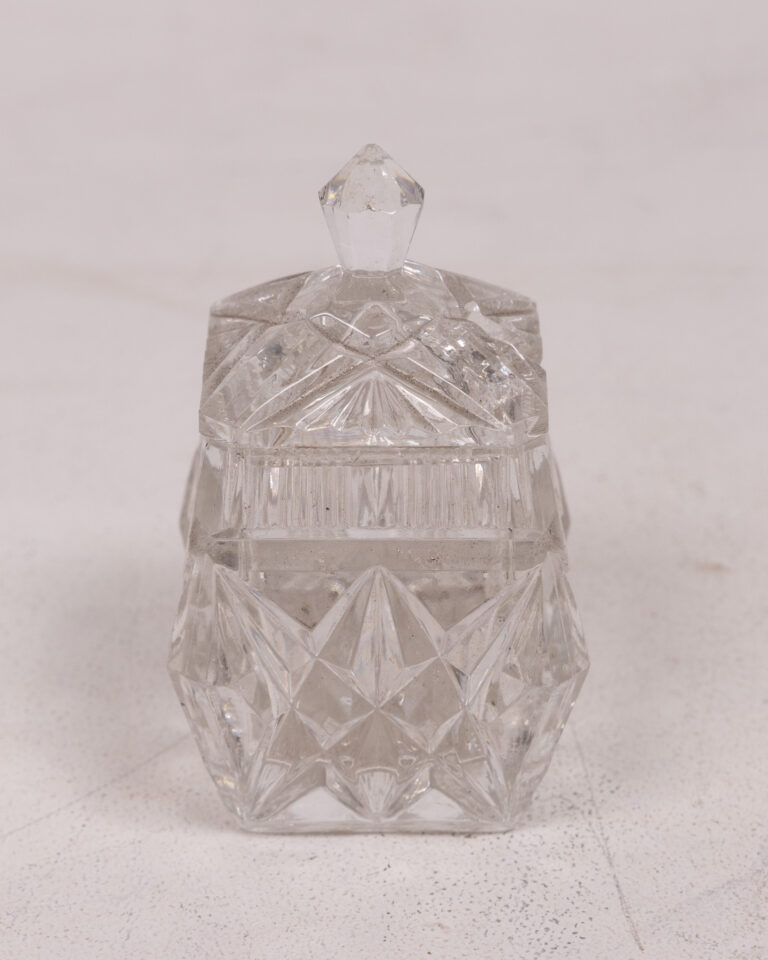 Faceted Clear Glass Trinket Box with Lid