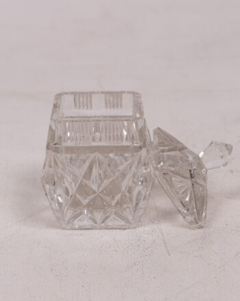 Faceted Clear Glass Trinket Box with Lid