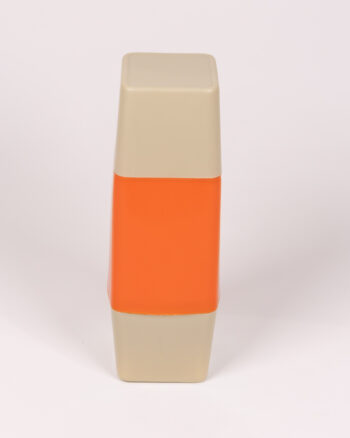 Mid Century Orange and Cream Plastic Thermos Flask with Cup