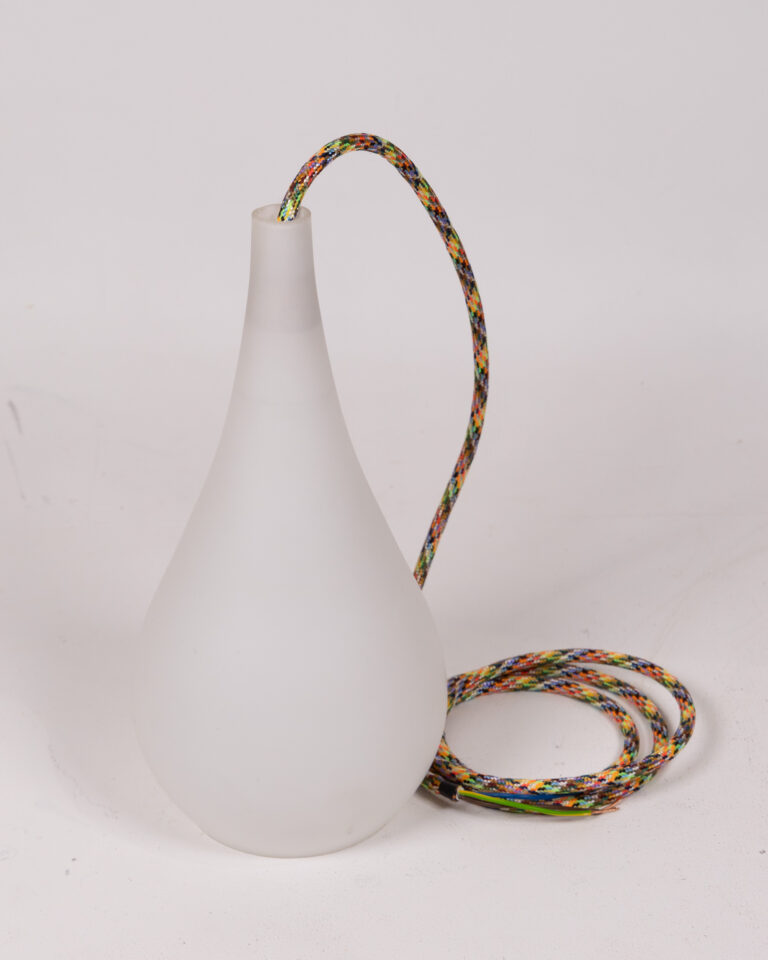 Frosted Glass Teardrop Ceiling Light with Colourful Fabric Flex