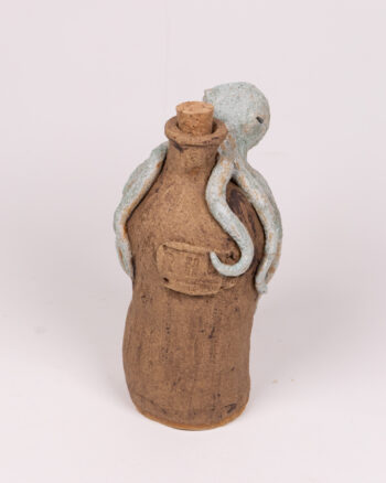 Sculptural Ceramic Bottle with Octopus Figure by Emilie in Belfast