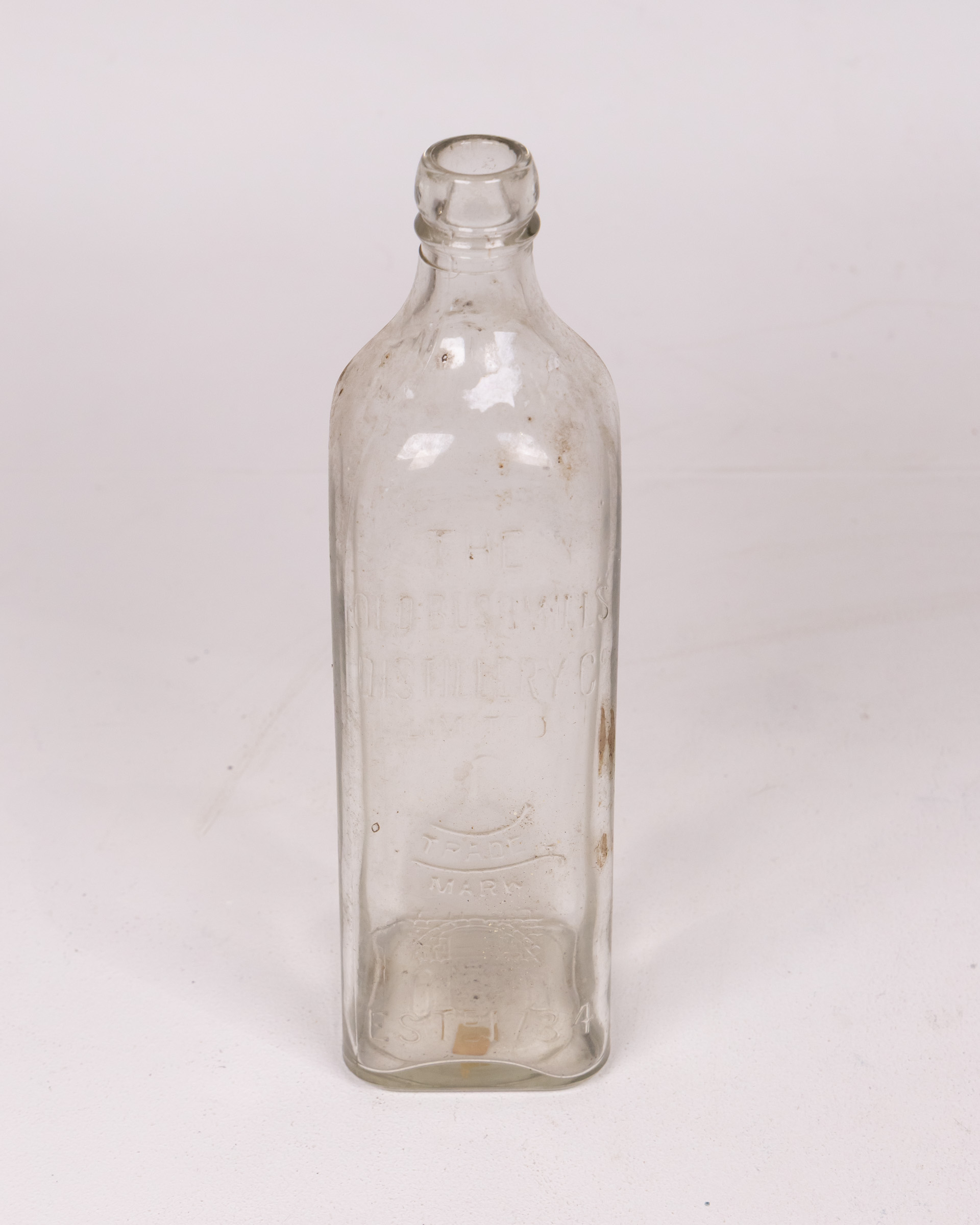 Vintage Old Bushmills Distillery Glass Bottle, Irish Whiskey, ESTD 1784