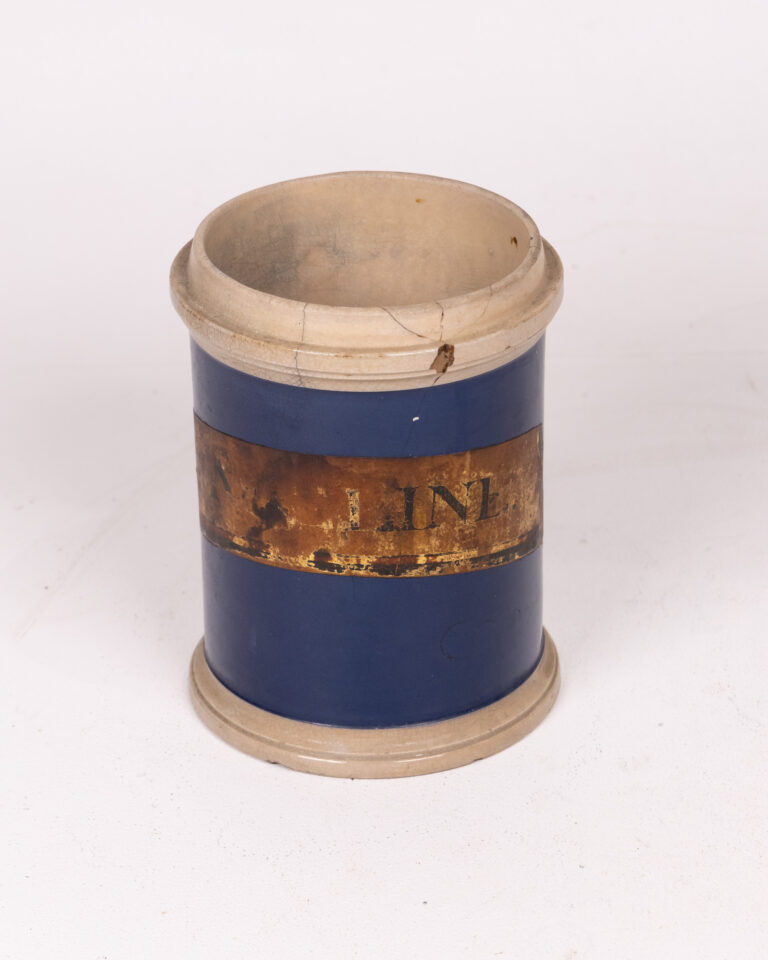 Vintage Blue & Gold Ceramic Cylindrical Container