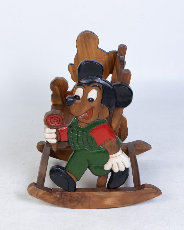 Hand Carved Wooden Mickey Mouse Rocking Chair, Decorative Kids Furniture