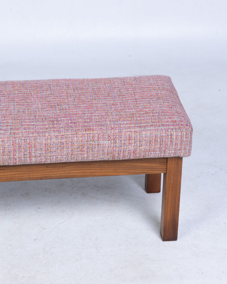Upholstered Bench with Woven Fabric Top and Wooden Frame