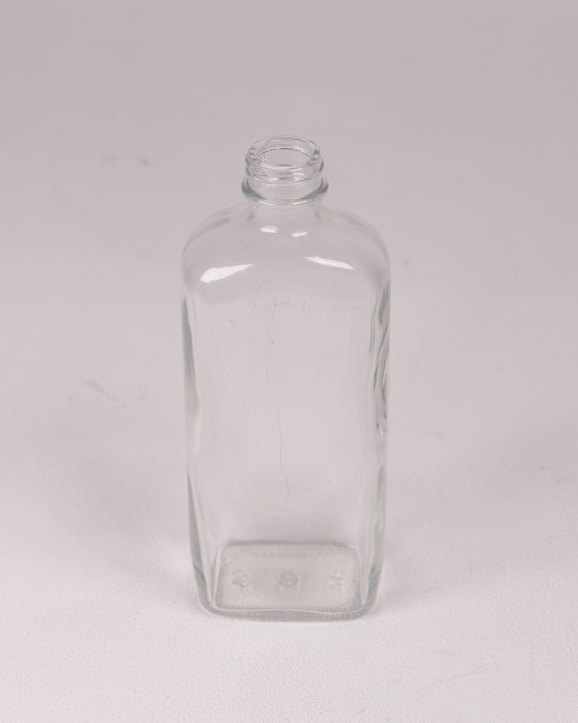 Simple Clear Glass Bottle, Square Body, Modernist Design, Home Decor