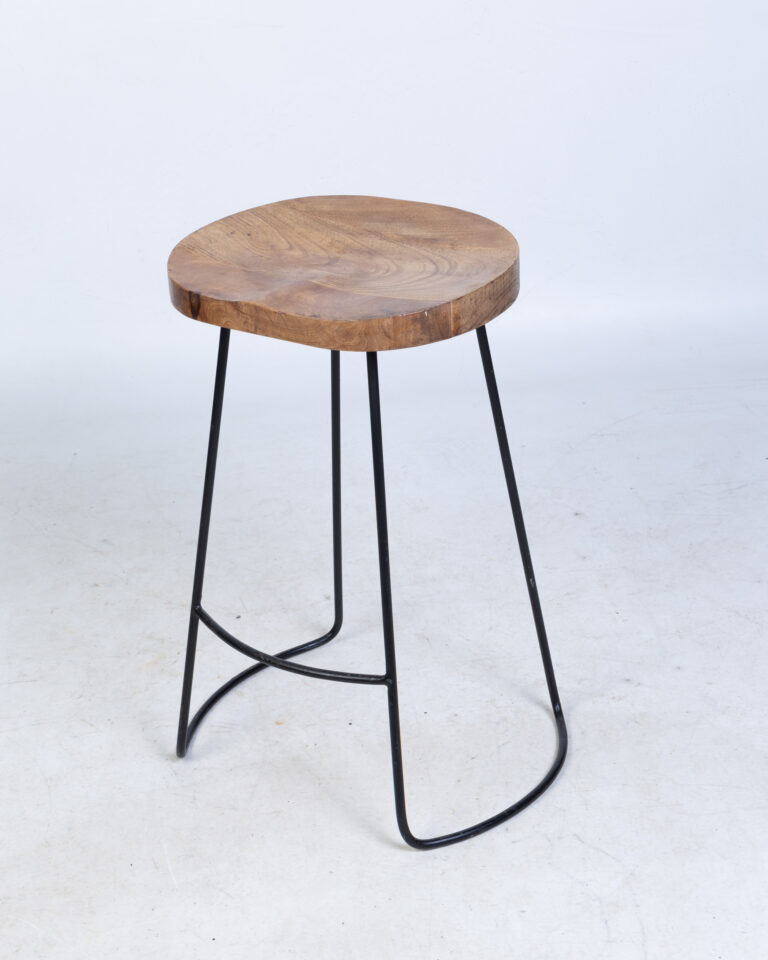 Industrial Modern Live Edge Wood Stool with Black Hairpin Legs