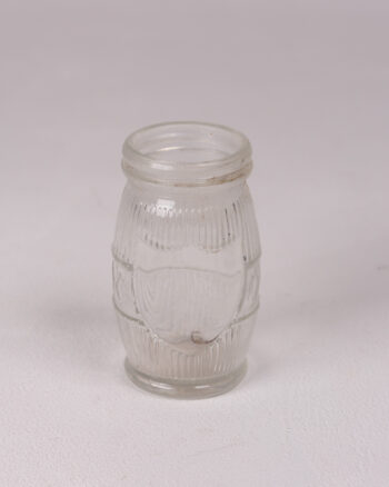 Vintage Clear Glass Small Barrel Jar with Ribbed Design
