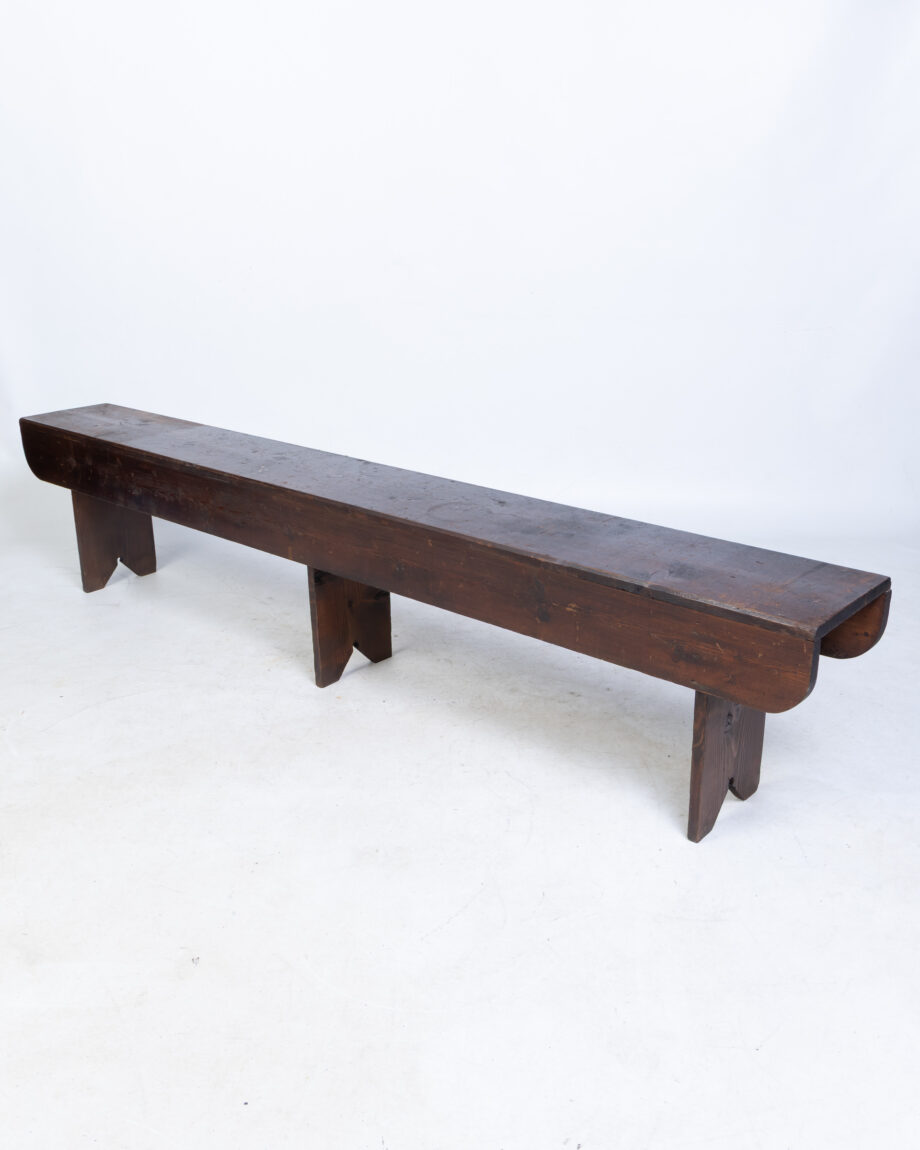 Vintage Dark Brown Wood Bench with Rounded Edges & Sturdy Legs - On The ...