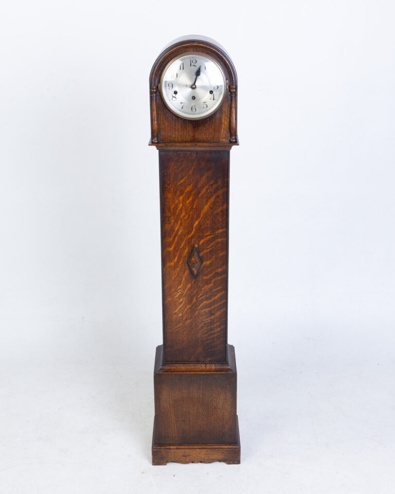 FONTENOY Vintage French Oak Grandfather Clock with Diamond Detail