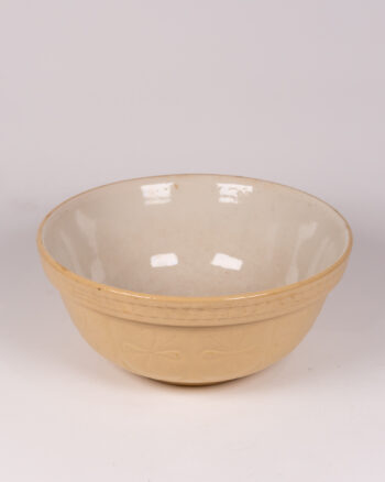 Vintage English Ceramic Mixing Bowl Cream Brown Leaf Design Kitchenalia