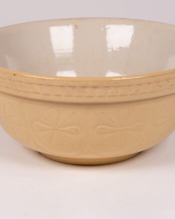 Vintage English Ceramic Mixing Bowl Cream Brown Leaf Design Kitchenalia