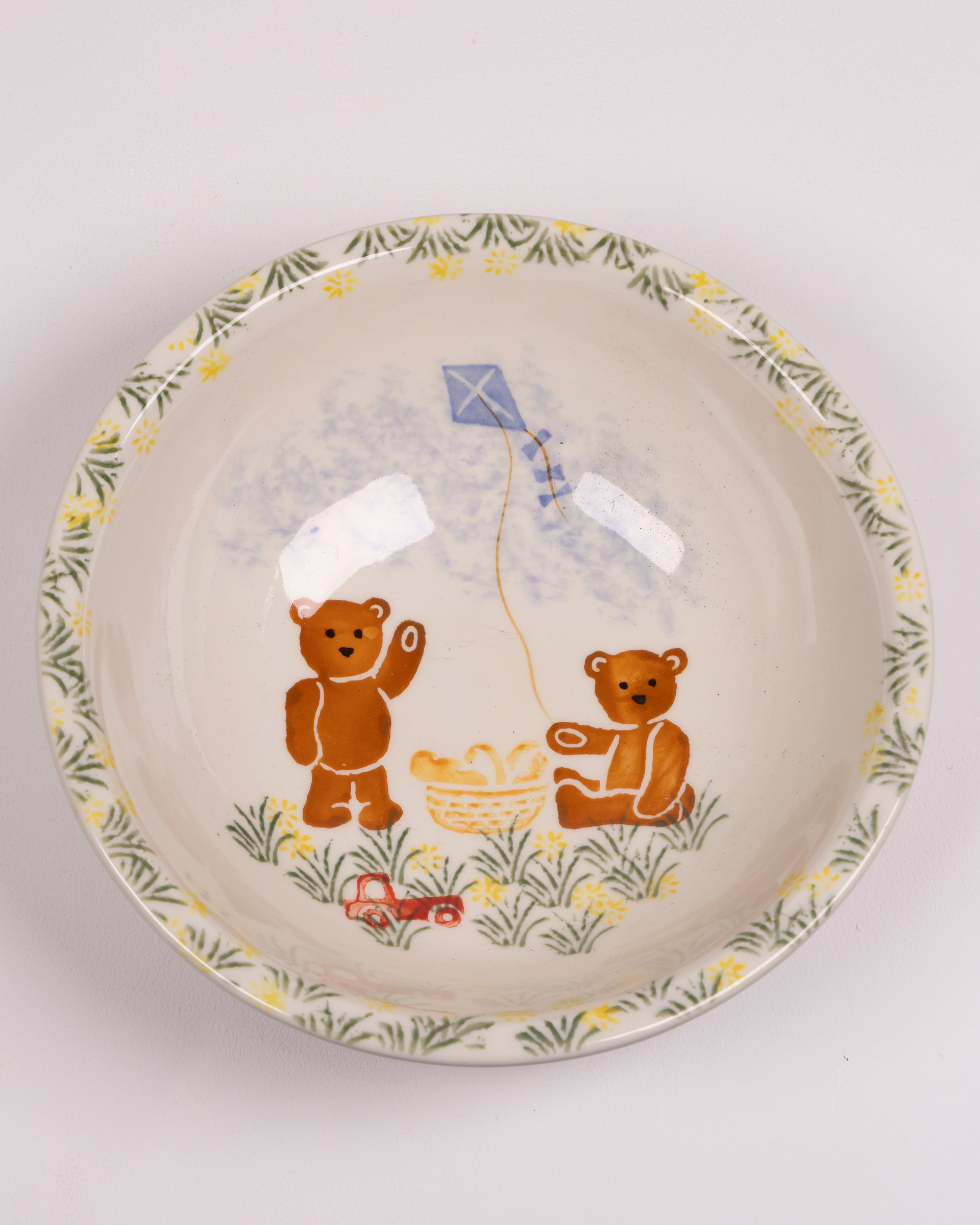 Windermere Hand Decorated Ceramic Bowl, Teddy Bears and Kite Design