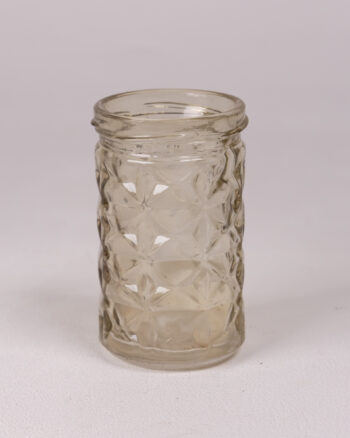 Textured Clear Glass Jar with Diamond Pattern – Small