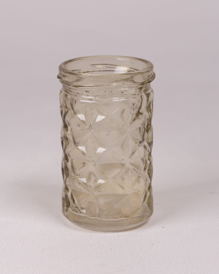 Textured Clear Glass Jar with Diamond Pattern - Small