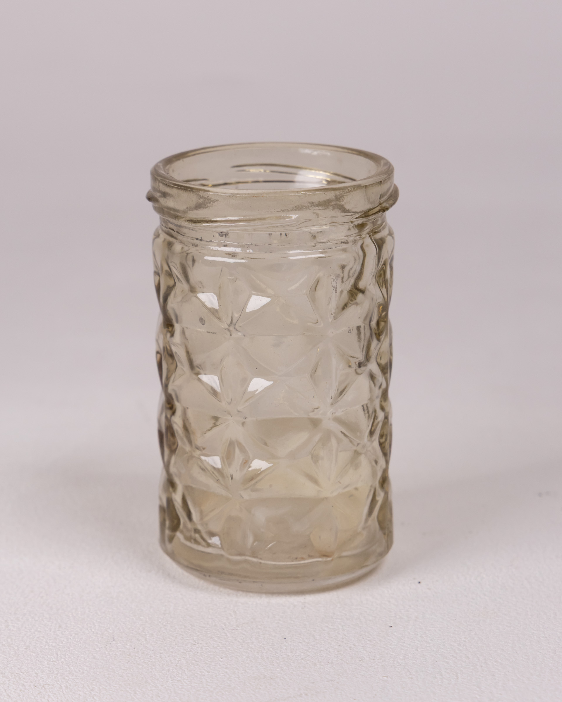 Textured Clear Glass Jar with Diamond Pattern – Small
