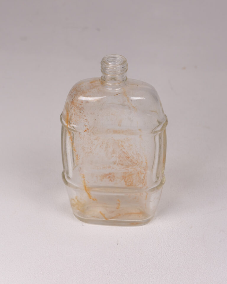 Vintage Small Clear Glass Decorative Barrel Bottle