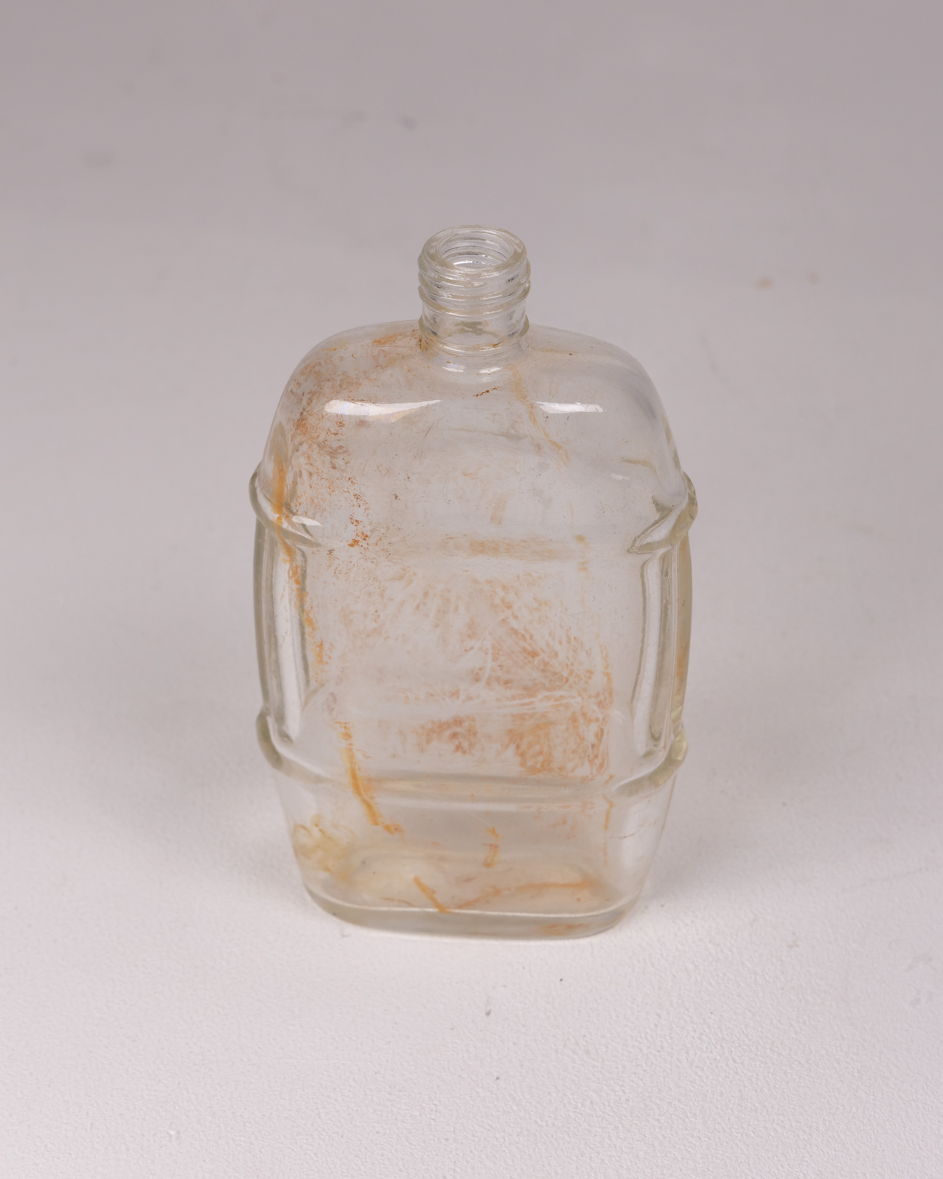 Vintage Clear Glass Decorative Barrel Bottle, Small