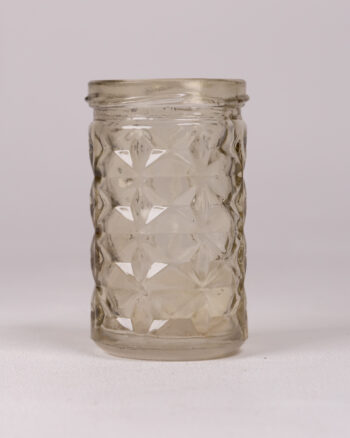 Textured Clear Glass Jar with Diamond Pattern – Small