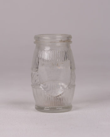 Vintage Clear Glass Small Barrel Jar with Ribbed Design