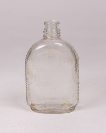Vintage Clear Glass Apothecary Bottle with Embossed Text – Small