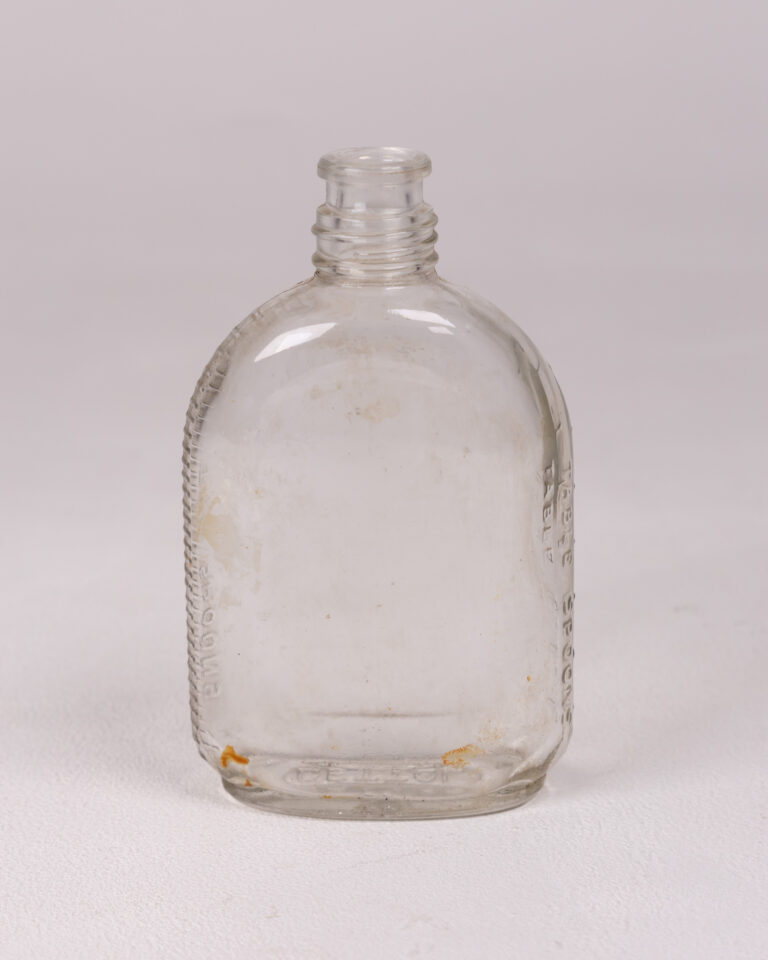 Vintage Clear Glass Apothecary Bottle with Embossed Text - Small