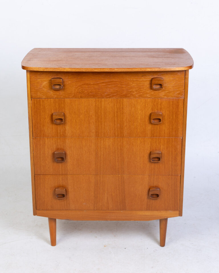 Vintage Mid-Century Teak Four-Drawer Chest with Recessed Handles