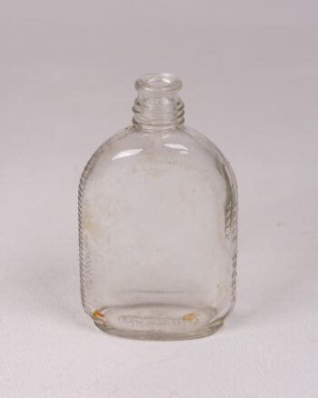 Vintage Clear Glass Apothecary Bottle with Embossed Text – Small