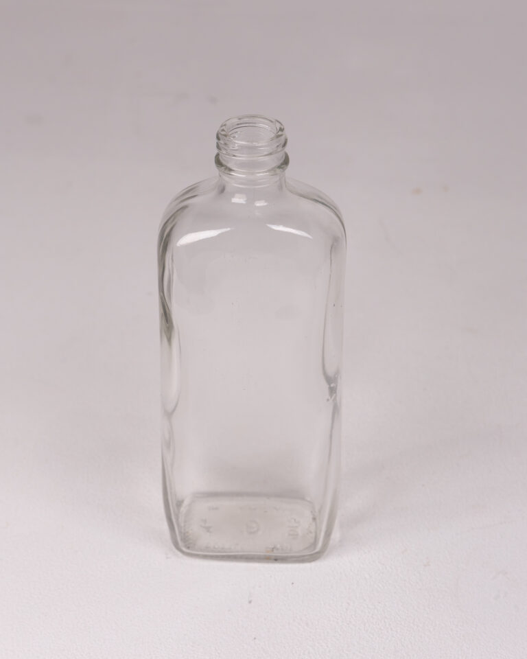 Vintage Clear Glass Bottle with Smooth Rectangular Body