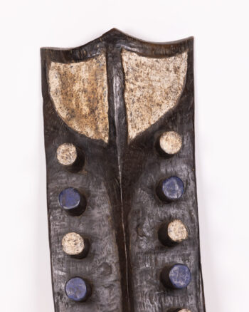 Vintage Grebo Wooden Tribal Mask with White & Blue Accents