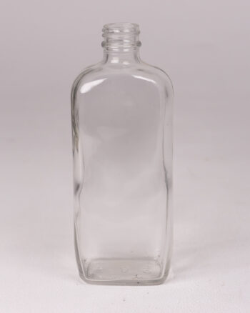 Vintage Clear Glass Bottle with Smooth Rectangular Body