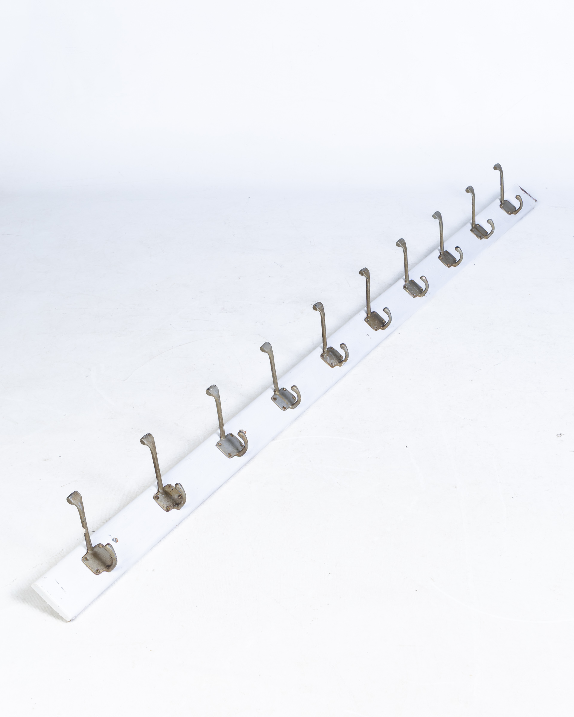 Vintage Rack of Coat Hooks with 10 Double Metal Hooks for Coats Hats