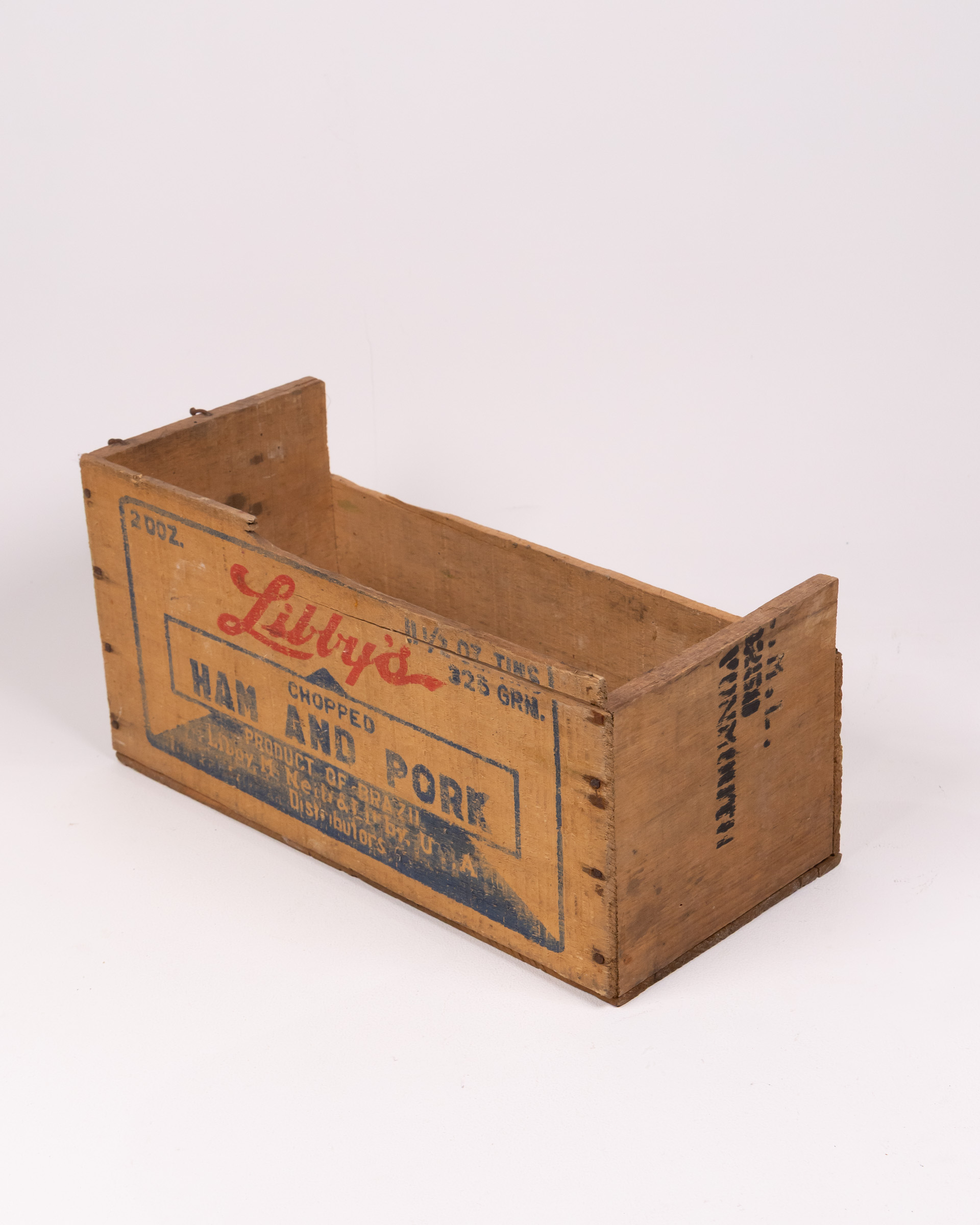 Vintage Libby’s Ham & Pork Wooden Crate, Product of Brazil, Storage
