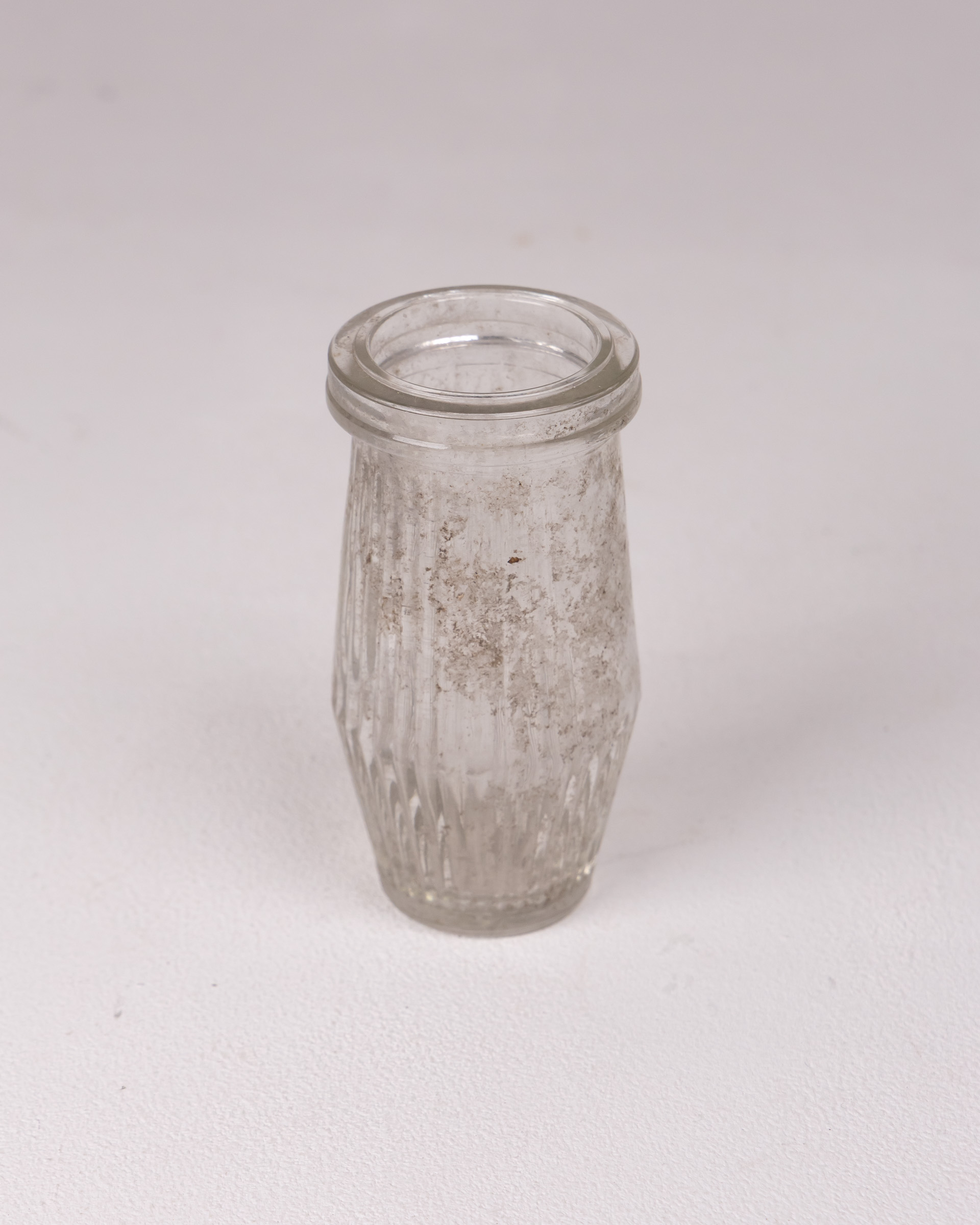 Vintage Clear Glass Ribbed Bottle Vase – Decorative Small