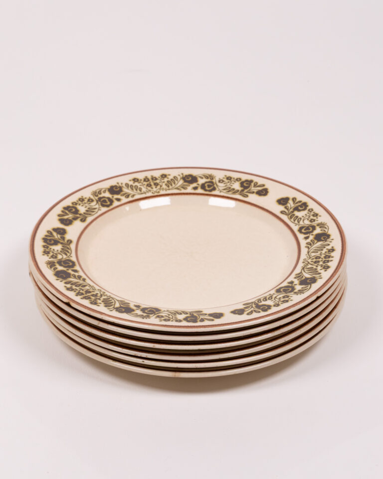 Vintage Madison Hall 'Country Kitchen' Ceramic Plates Set of 6, Cream Floral