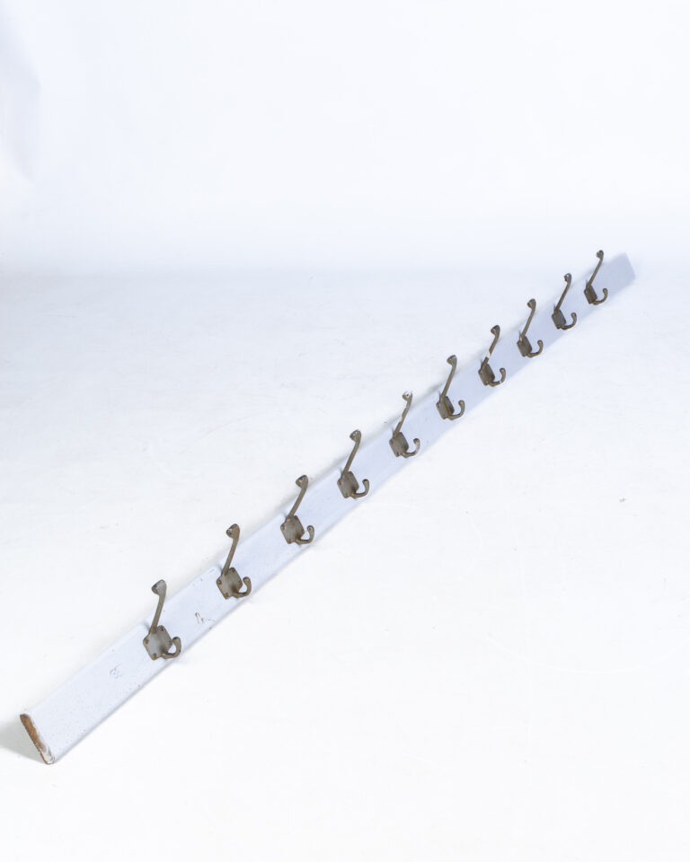 Vintage Rack of Coat Hooks with 10 Double Metal Hooks for Coats Hats