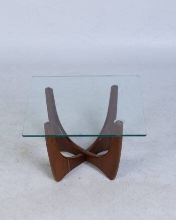 Mid-Century Modern Solid Wood Coffee Table with Square Glass Top