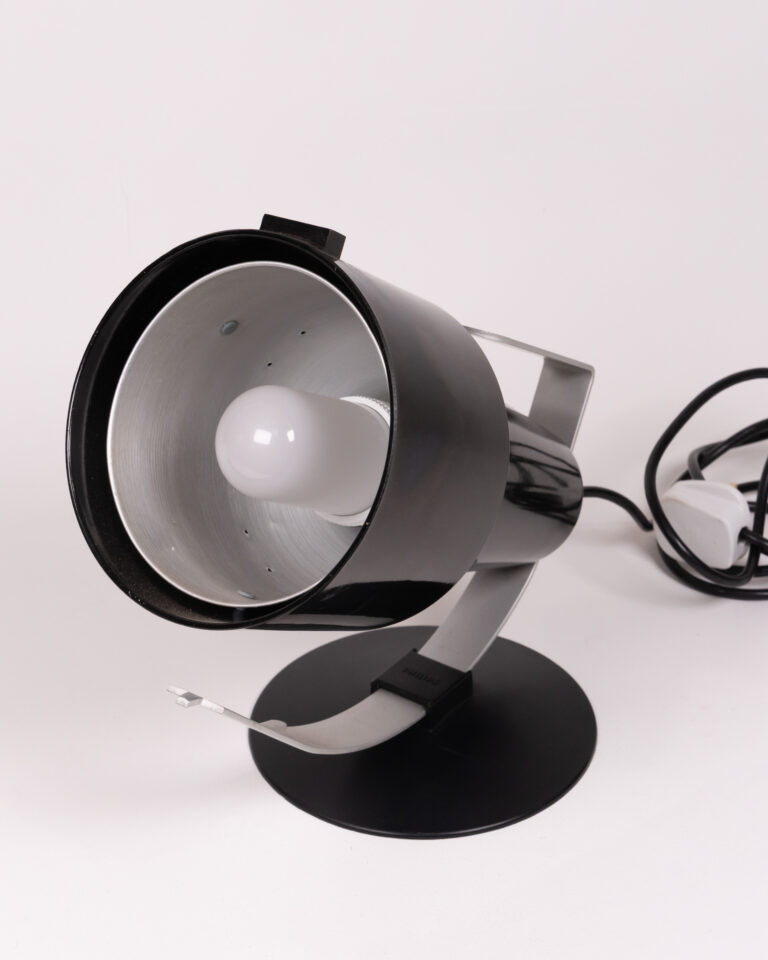 Philips 1970s Black & Silver Space Age Table Lamp, Desk Task Light