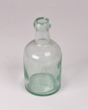Vintage Clear Glass blob top Decorative Bottle with Rounded Body and Lip, Green Tint