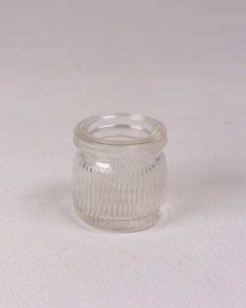 Minimalist Clear Ribbed Glass Storage Jar – Small Decorative Pot