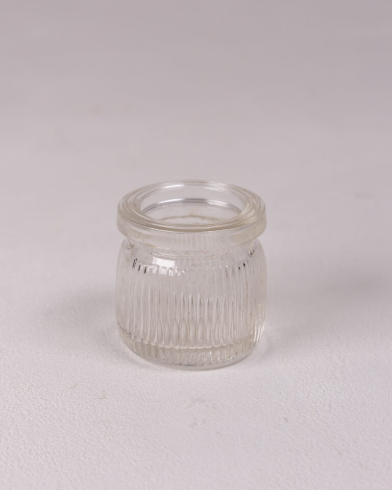 Minimalist Clear Ribbed Glass Storage Jar - Small Decorative Pot
