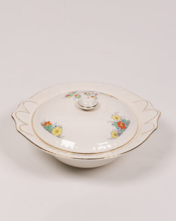 Vintage Barratts Cream Ceramic Serving Set with Floral Design & Gold Trim