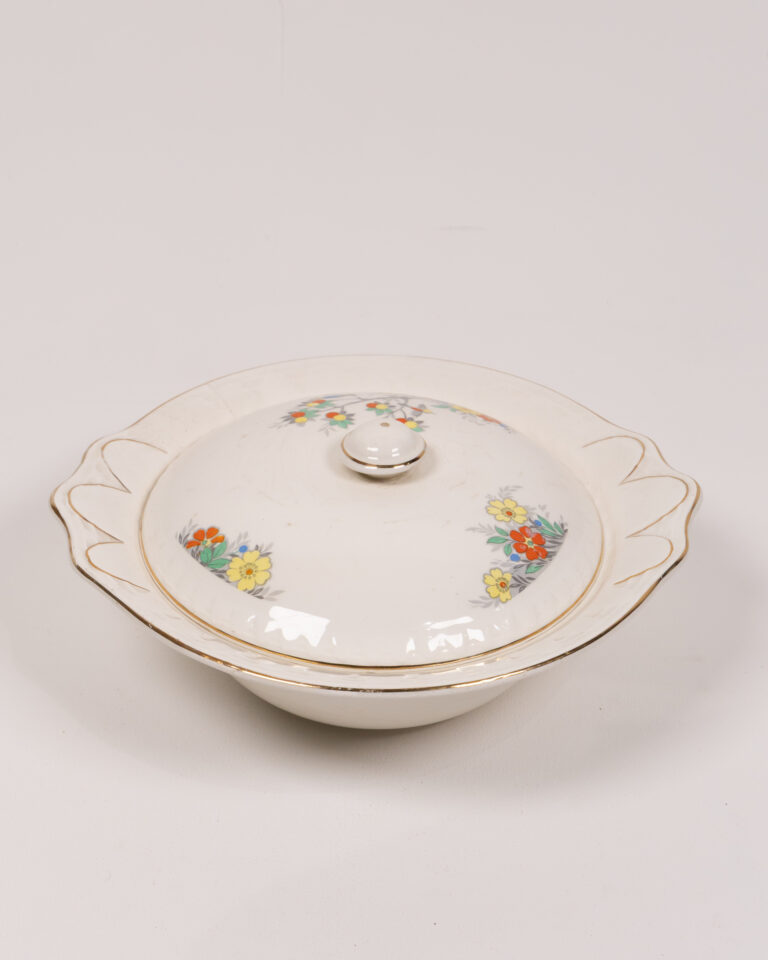 Vintage Barratts Cream Ceramic Serving Set with Floral Design & Gold Trim