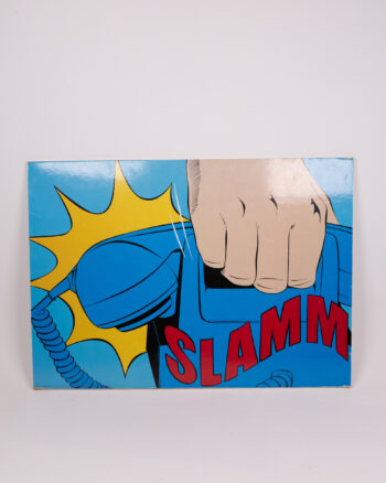 Vibrant 'SLAMMM' Pop Art Print - Blue Telephone Comic Book Desig
