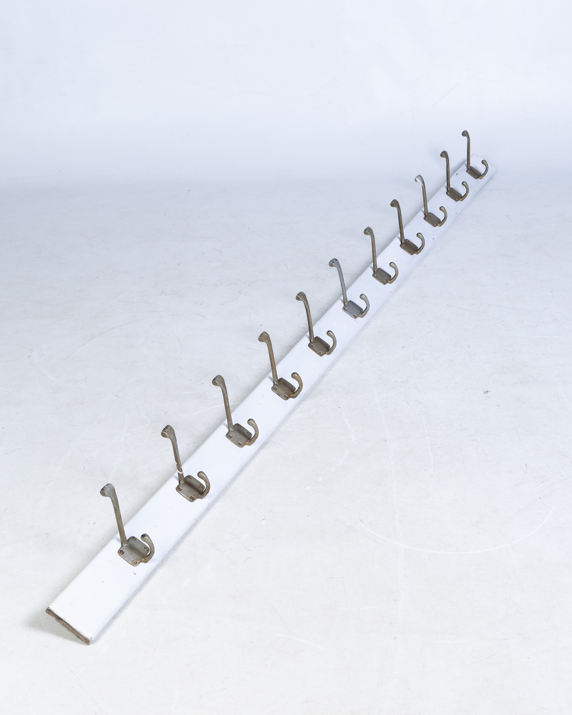 Vintage Rack of Coat Hooks with 10 Double Metal Hooks for Coats Hats