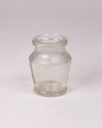 Vintage Clear Glass Small Jar with Textured Band