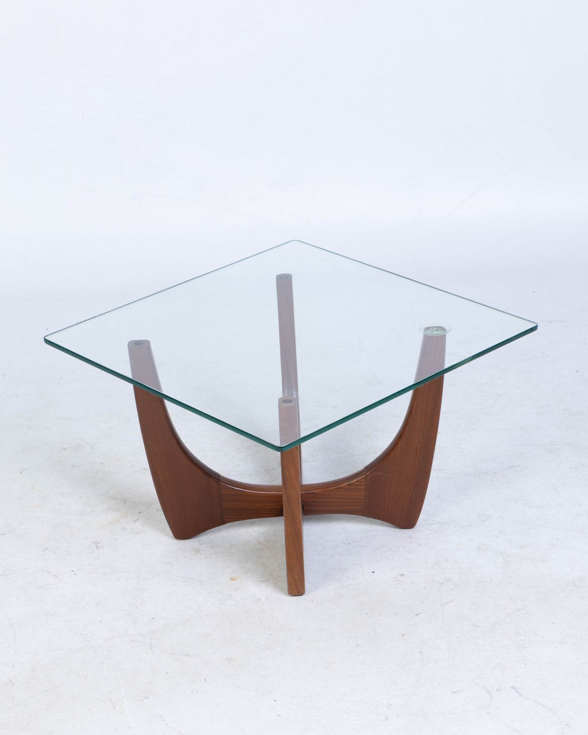 Mid-Century Modern Solid Wood Coffee Table with Square Glass Top