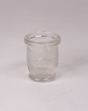 Vintage Clear Ribbed Glass Trinket Jar with Decorative Bands